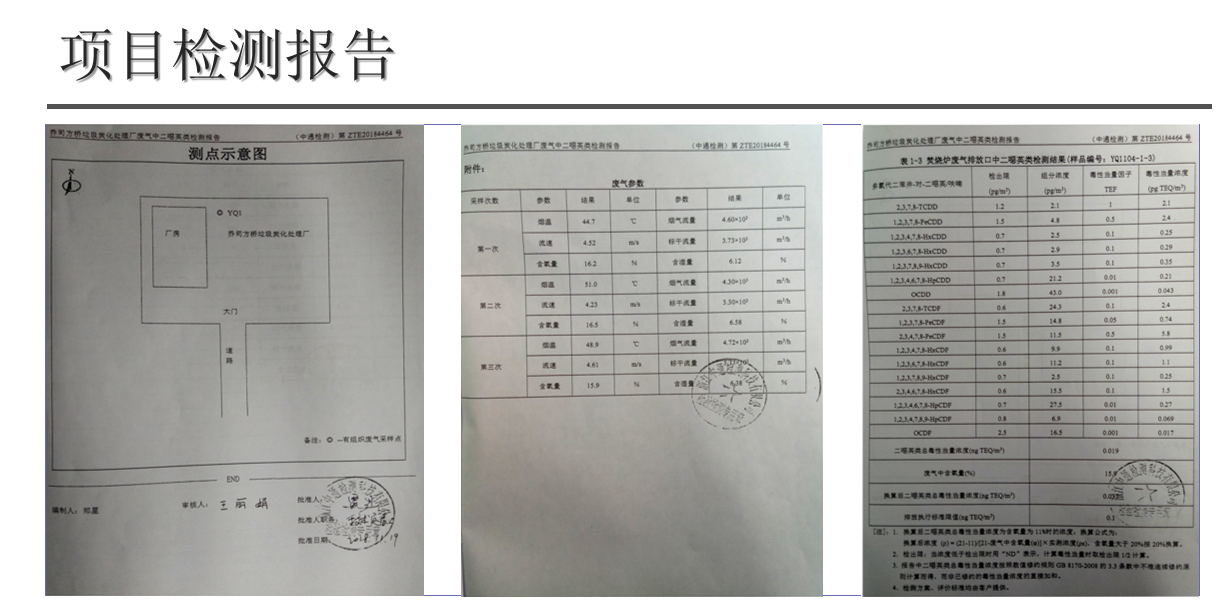 垃圾分选剩余物制炭处理尾气排放检测合格